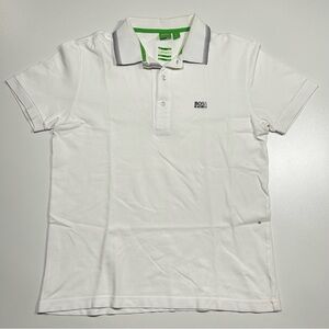 Hugo Boss Paddy Pro Golf Polo Piqué White Green Trim Small